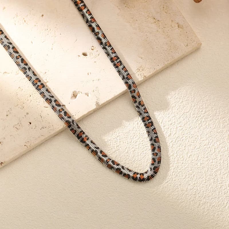 Collana in Acciaio Inossidabile con Catena Motivo Serpente