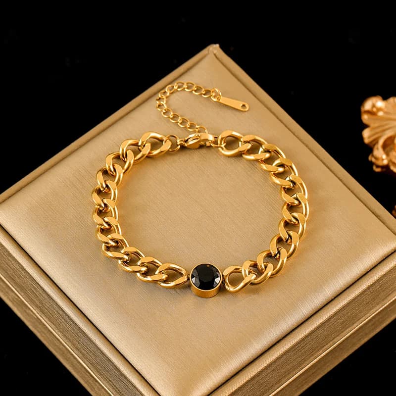 Bracciale Catena Spessa, Colore Oro e Argento