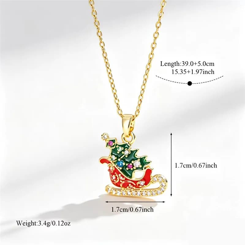 Collana con pendente slitta natalizia in smalto
