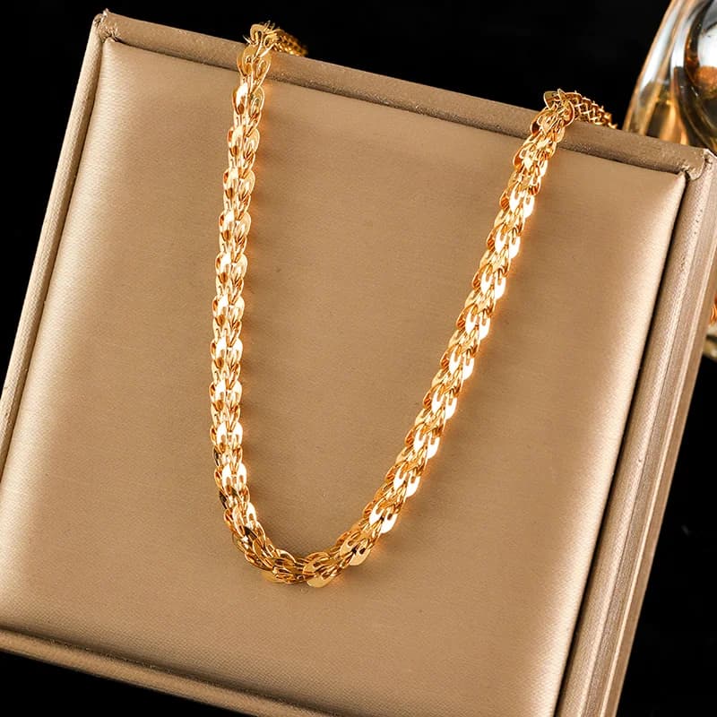 Set Collana e Bracciale Catena Geometrica Oro