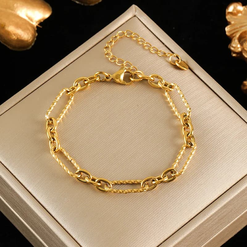 Set Collana e Bracciale a Catena Color Oro