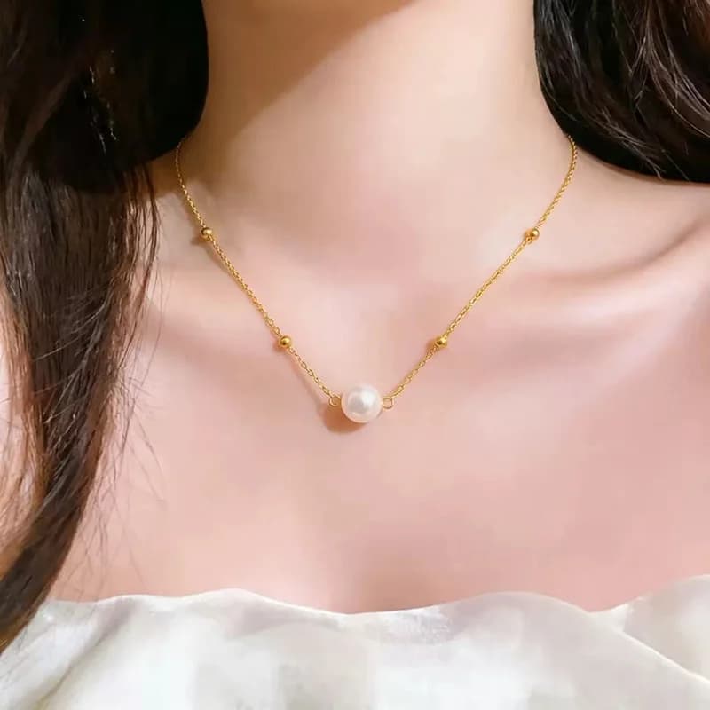 Collana con ciondolo in perla naturale d'acqua dolce