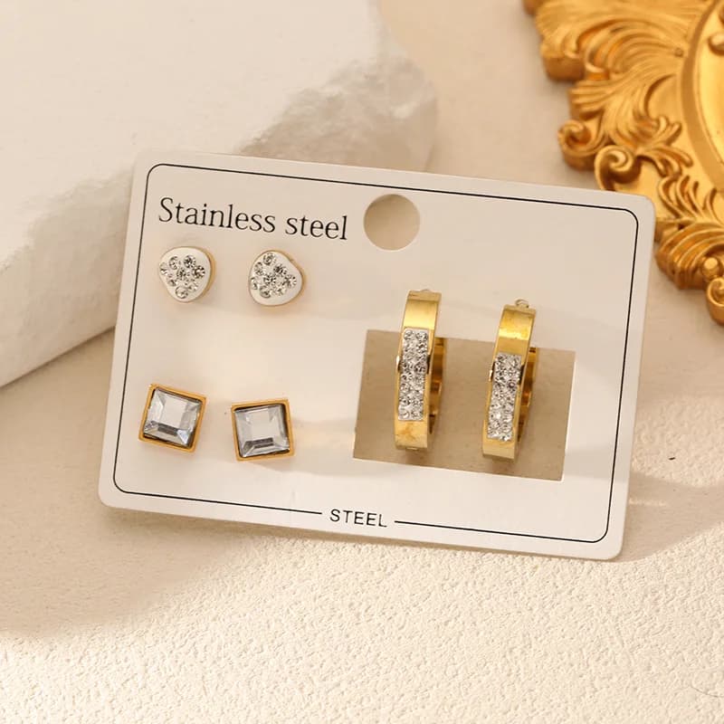 Set Orecchini Cerchio e Punto Luce con Zirconi Scintillanti