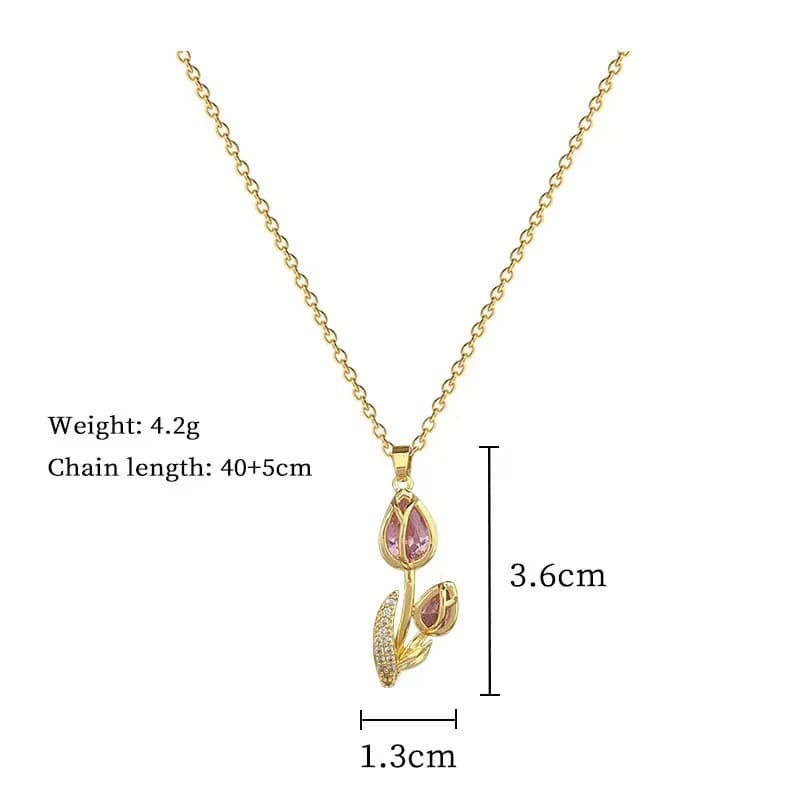 Collana girocollo con fiore tulipano e zirconi cubici