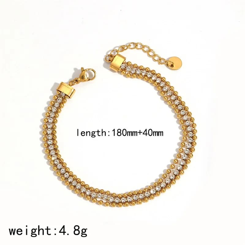 Bracciale Rigido a Catena con Zirconia Cubica, Oro