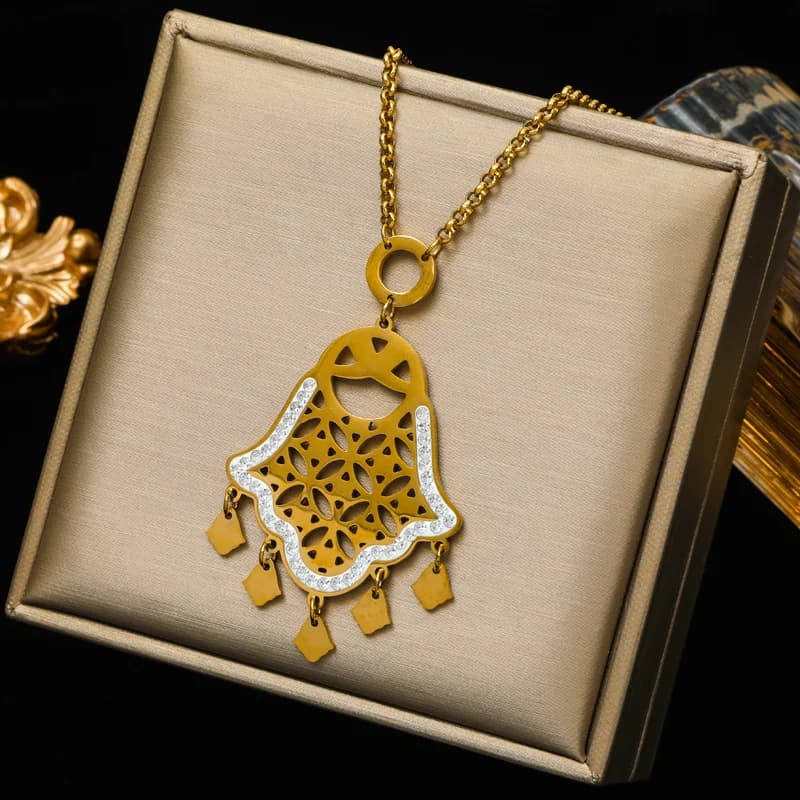 Set Collana e Orecchini con Ciondoli Occhio e Mano Stile Vintage
