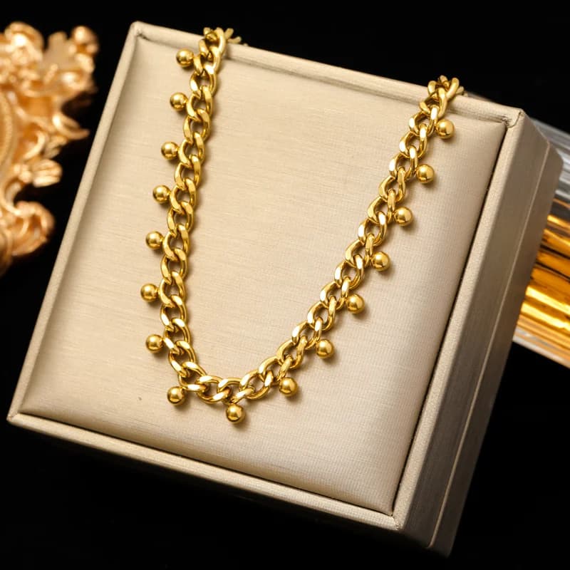 Set Collana Choker e Bracciale a Catena Grossa, Oro
