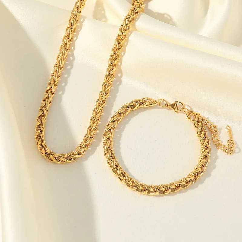 Set collana e bracciale in acciaio inox 316L color oro