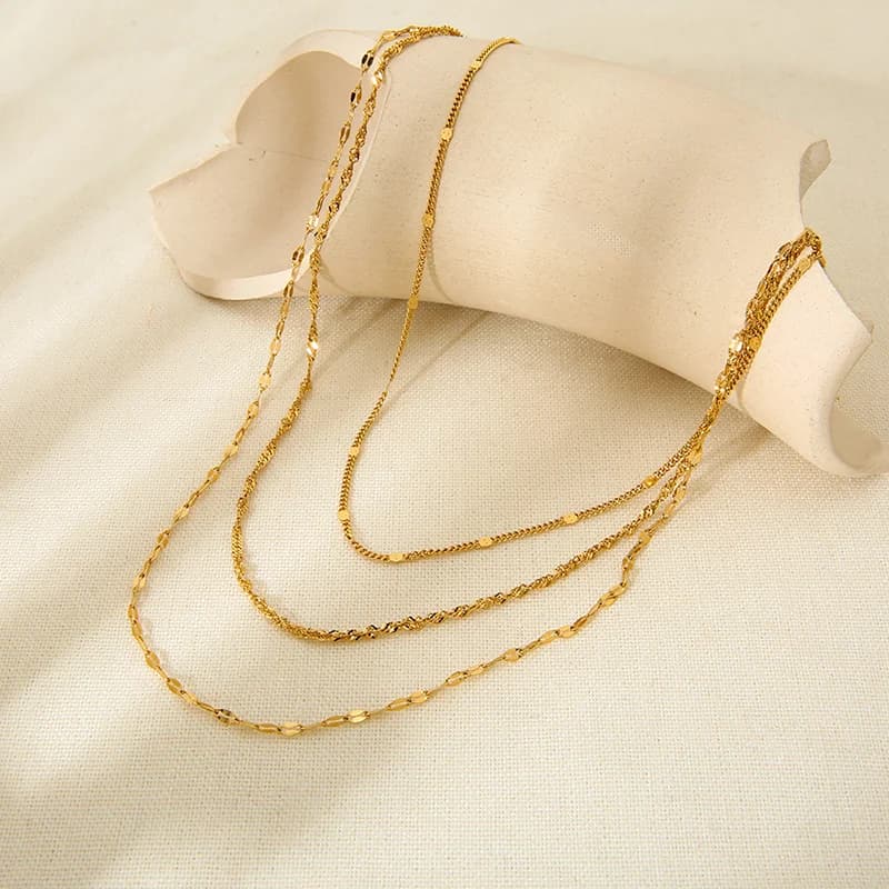 Collana a catena impilata stratificata in acciaio inox
