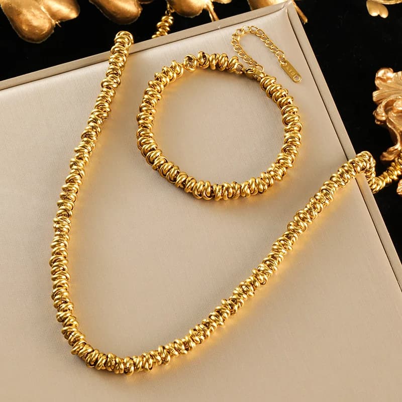 Set collana e bracciale a catena bicolore