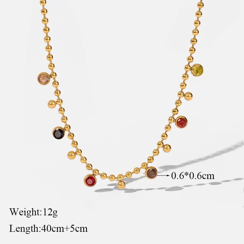 Collana con perline in zirconia colorata e acciaio inox 316L