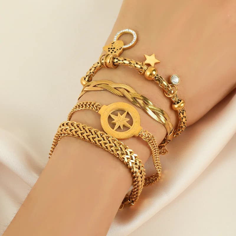 Set Choker e Bracciale con Catena Grossa Color Oro