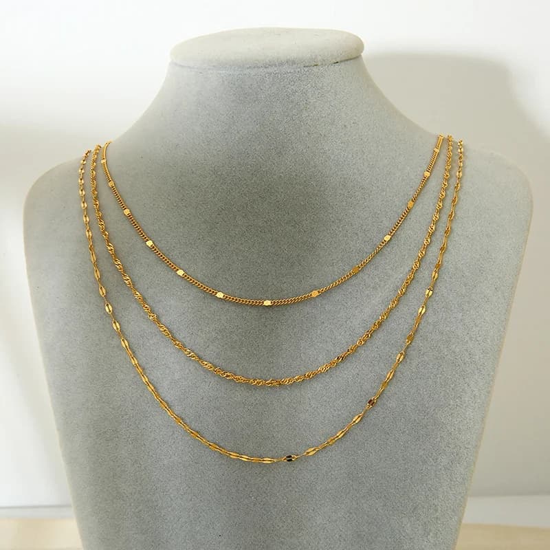 Collana a catena impilata stratificata in acciaio inox