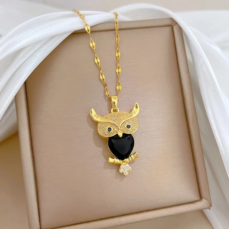Collana con Pendente Gufo Scintillante in Zirconia