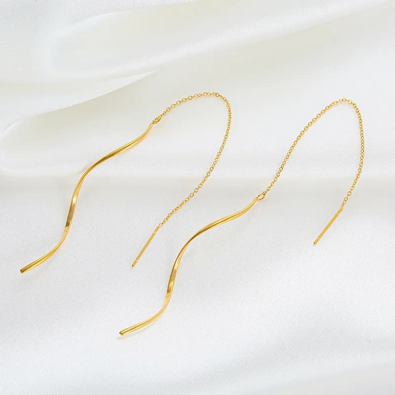 Orecchini pendenti con nappe irregolari in acciaio inox