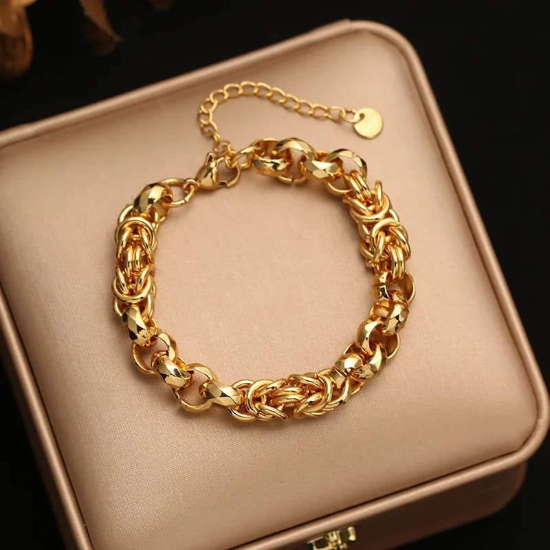 Bracciale Rigido a Catena Spessa in Acciaio Inossidabile
