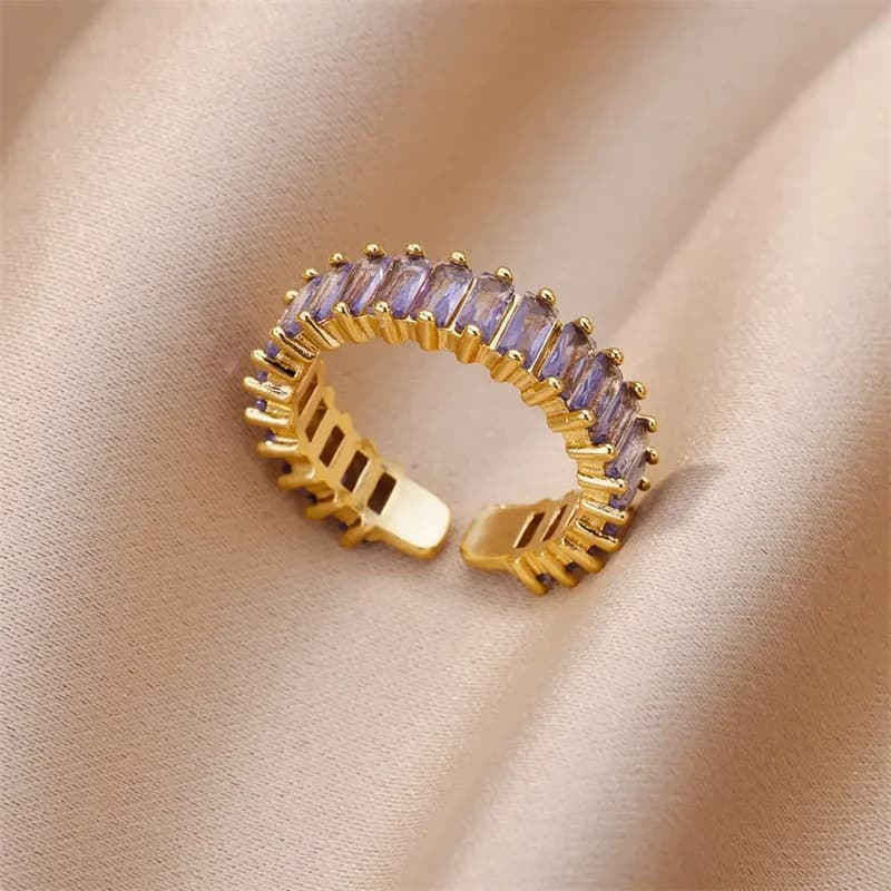 Anello regolabile in acciaio inox 316L con zirconi cubici