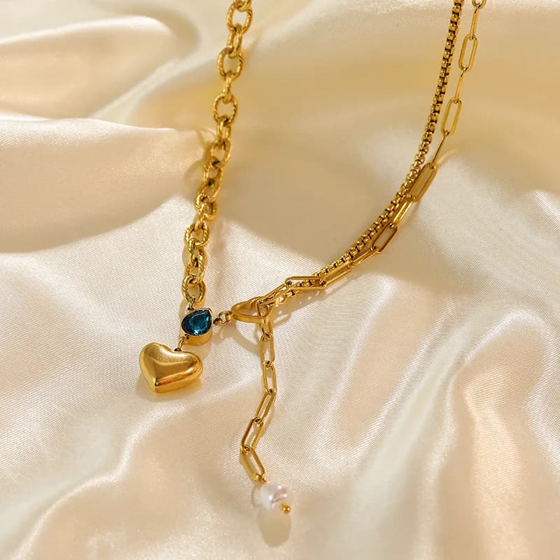 Collana con Pendente Cuore Farfalla Zirconia