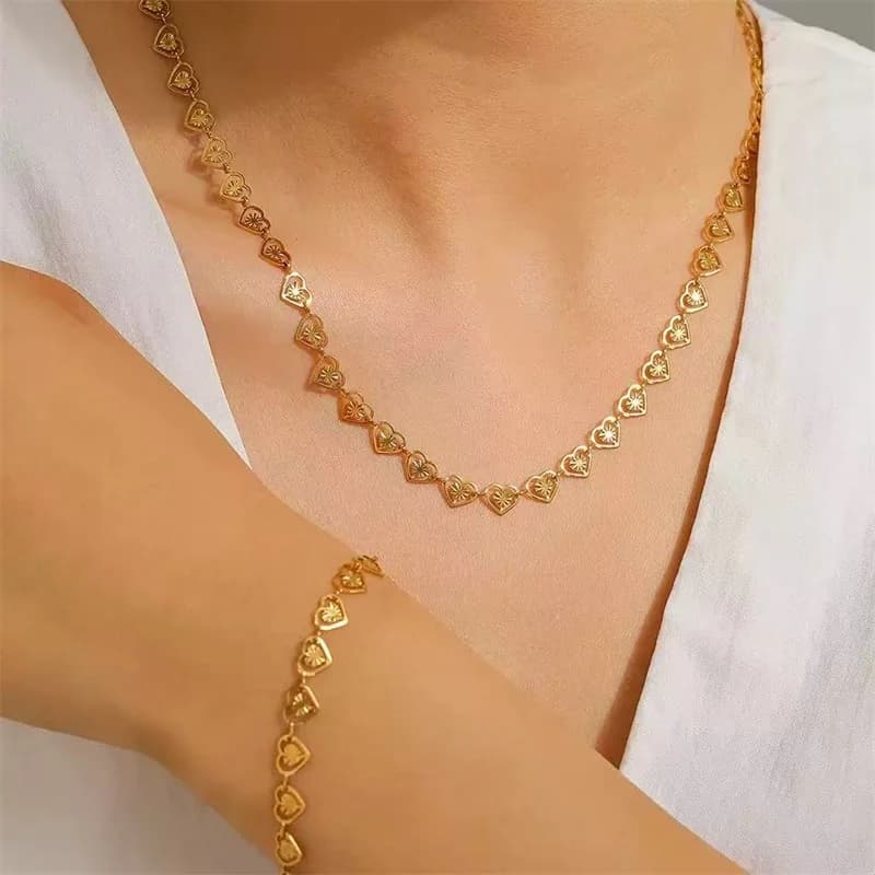 Set Collana, Bracciale e Orecchini Cuore Argento