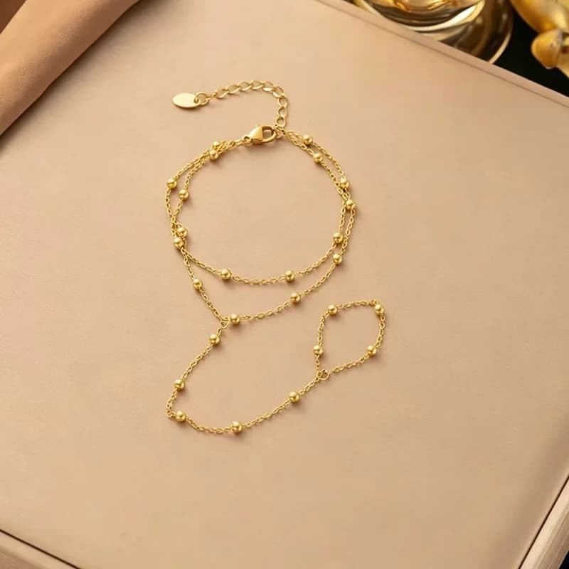 Bracciale catena con sfere metalliche testurizzate