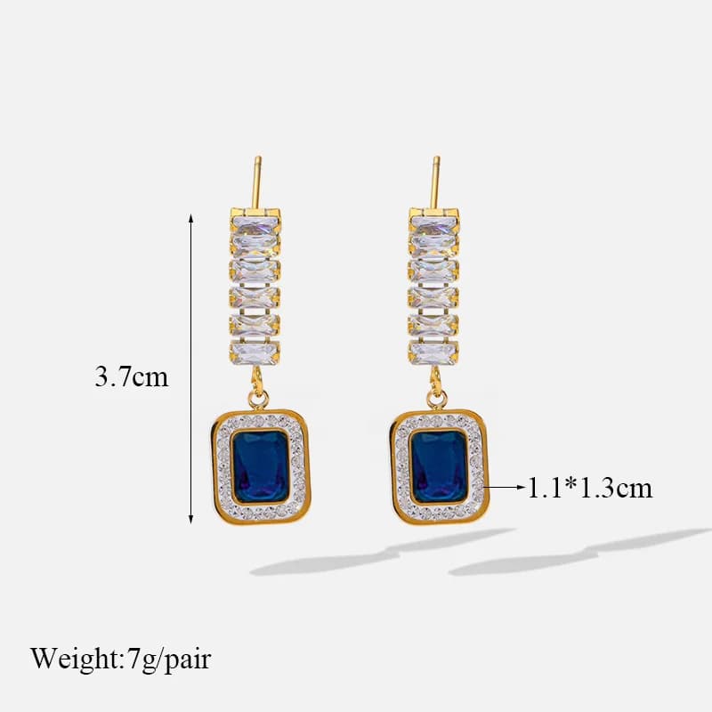 Set collana e orecchini con catena snake e zirconi blu