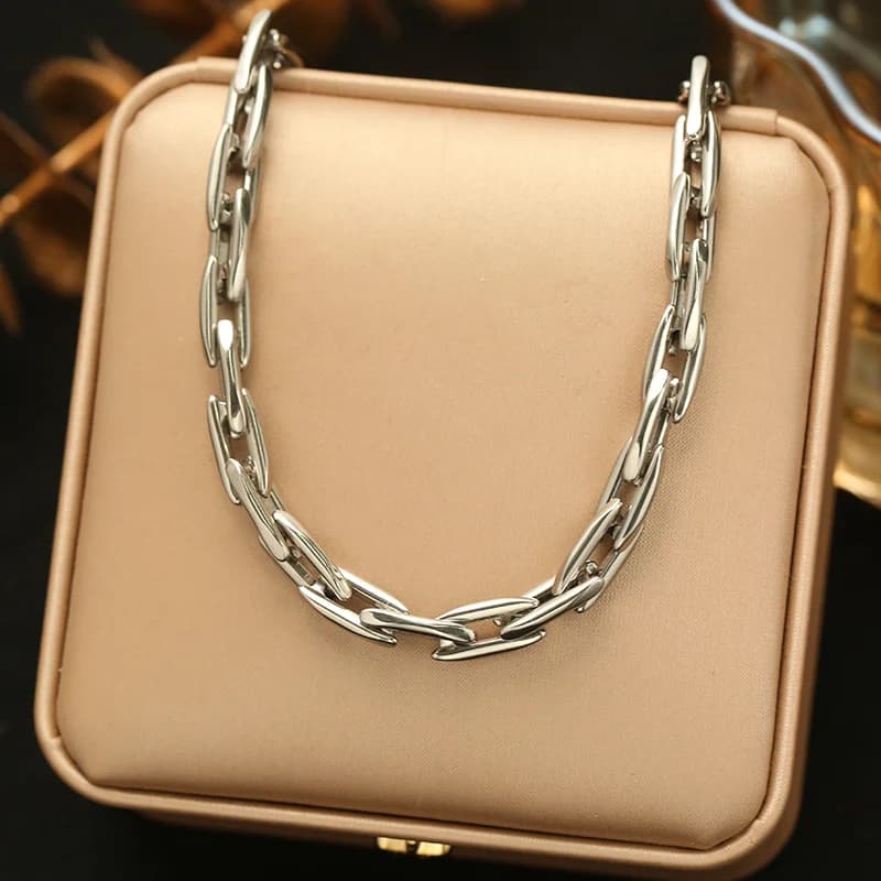 Set Collana e Bracciale Catena Spessa Dorata