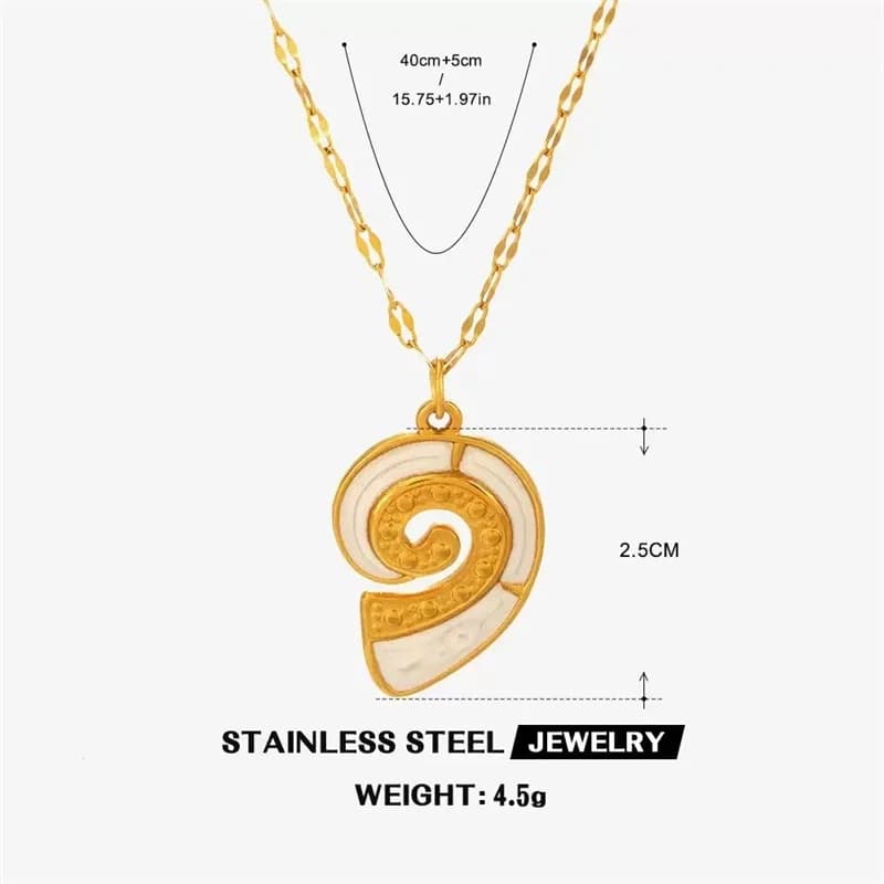 Collana con Ciondolo Stella Marina, Sole e Conchiglia di Perla, Oro