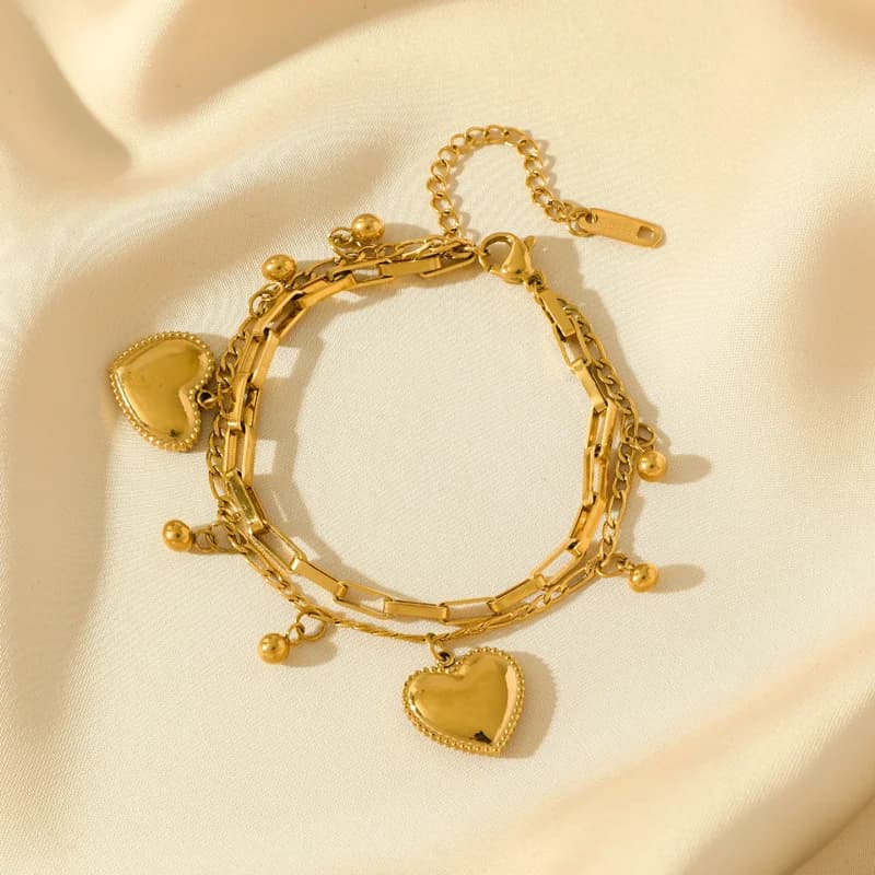Bracciale con Ciondoli Sole Luna Stella Marina Dorati