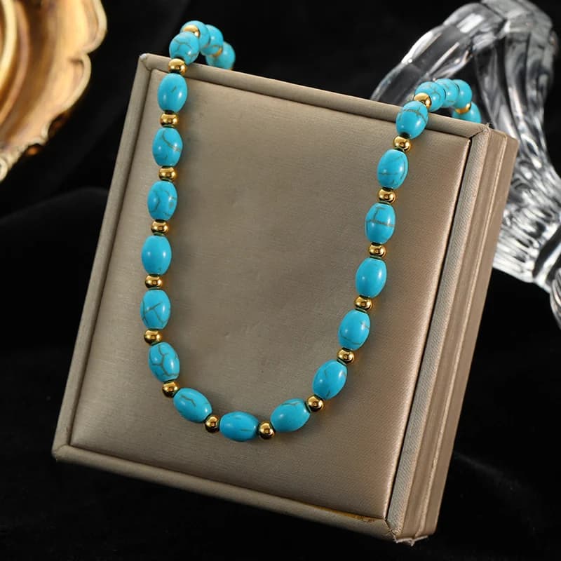 Collana con Pendente Stella a Sei Punte Pietra Blu in Acciaio Inossidabile