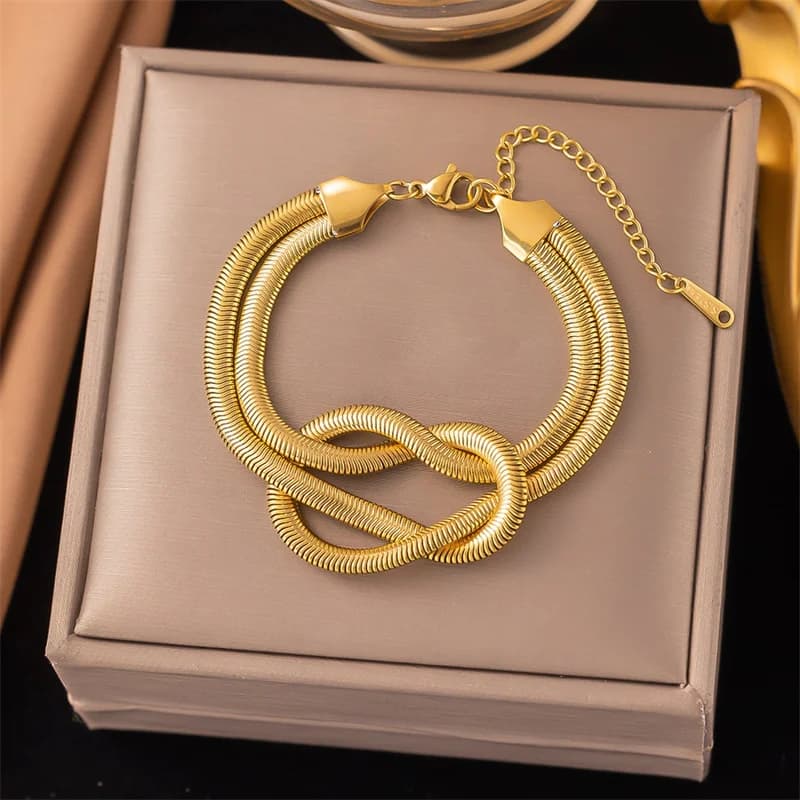 Set Collana e Bracciale Serpente Nodo Dorato