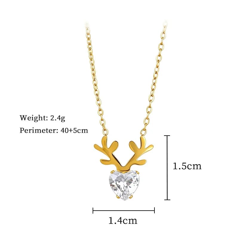 Collana con Ciondolo Cuore Renne con Zirconi