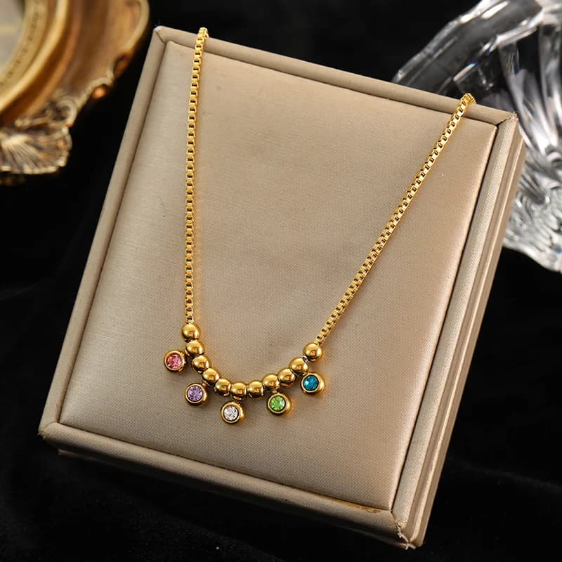 Collana in Acciaio Inossidabile con Perle Piene