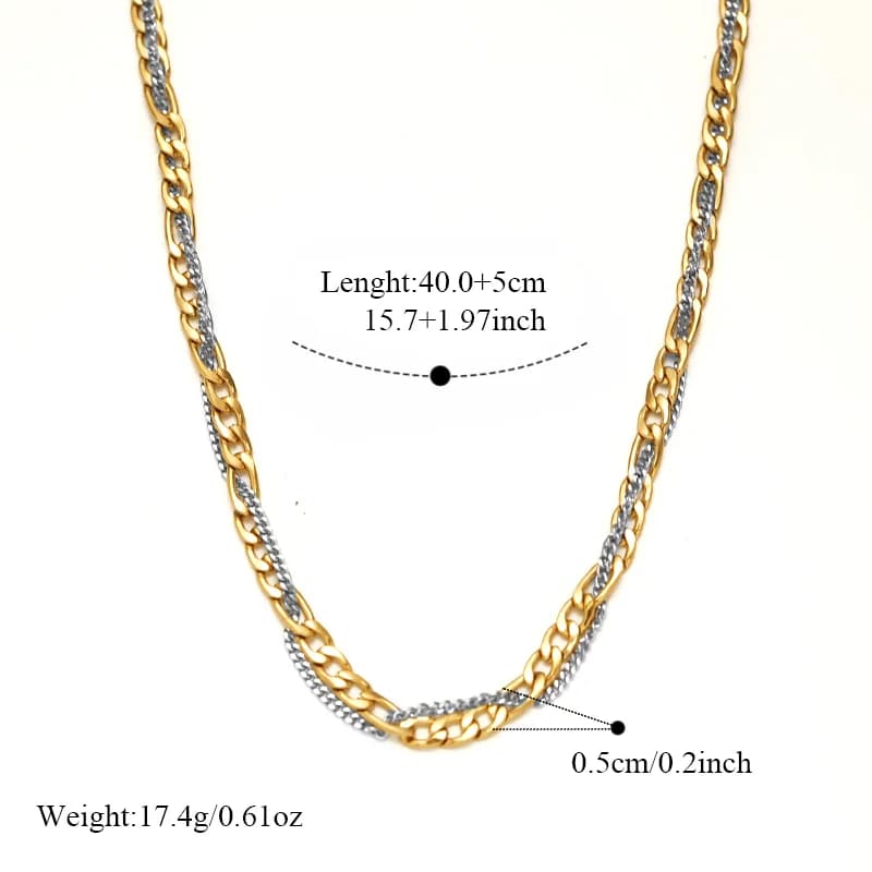 Set collana e bracciale a catena bicolore