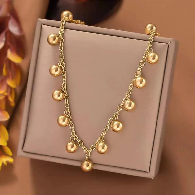 Collana a catena con sfere spesse color oro