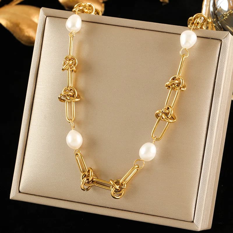 Collana a catena spessa in acciaio inox, colore oro