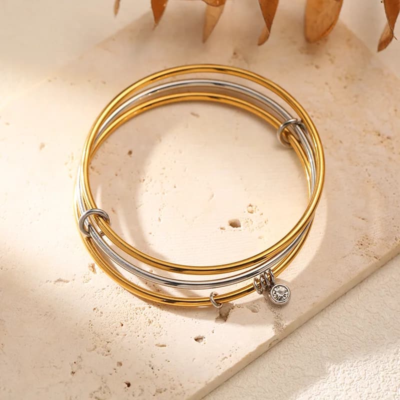 Bracciale multistrato in acciaio inox 316L con zirconi cubici