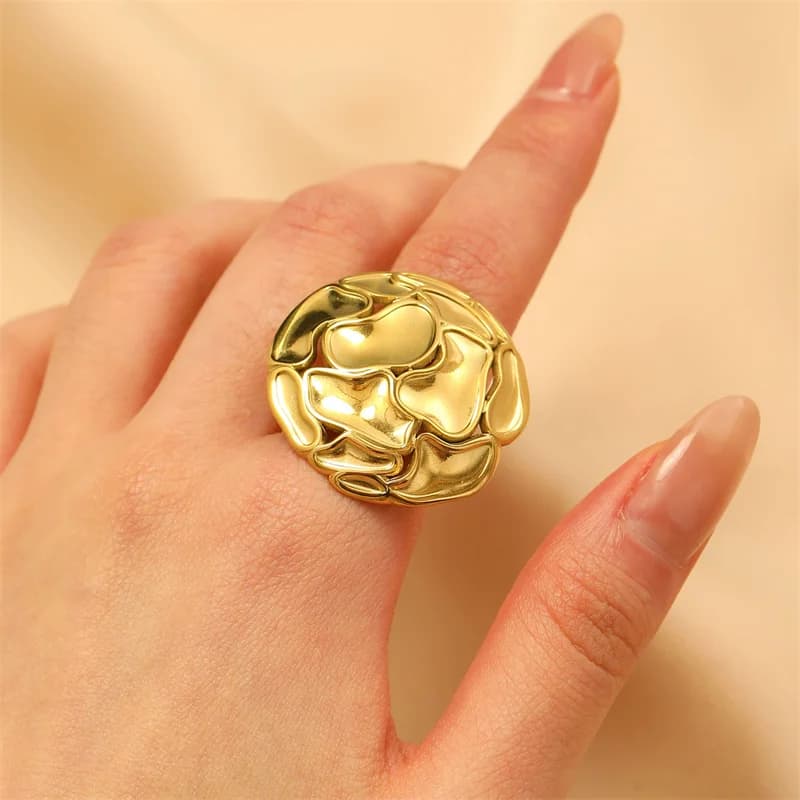Anello Libellula, Acciaio Inossidabile Placcato Oro 18K