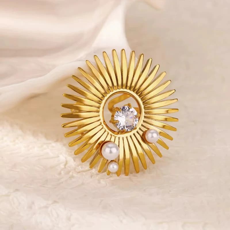 Anello aperto regolabile, acciaio inossidabile placcato oro 18K