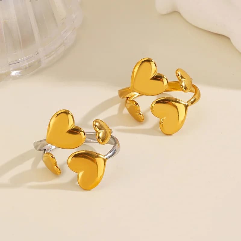 Anello regolabile a cuore in acciaio inox 316L