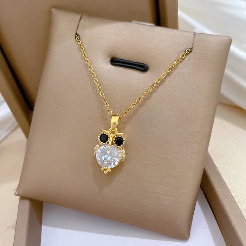 Collana con Ciondolo Cuore Renne con Zirconi