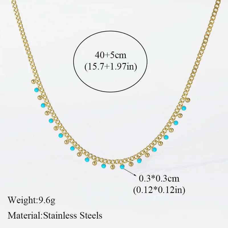 Set Collana e Bracciale con Perline Blu