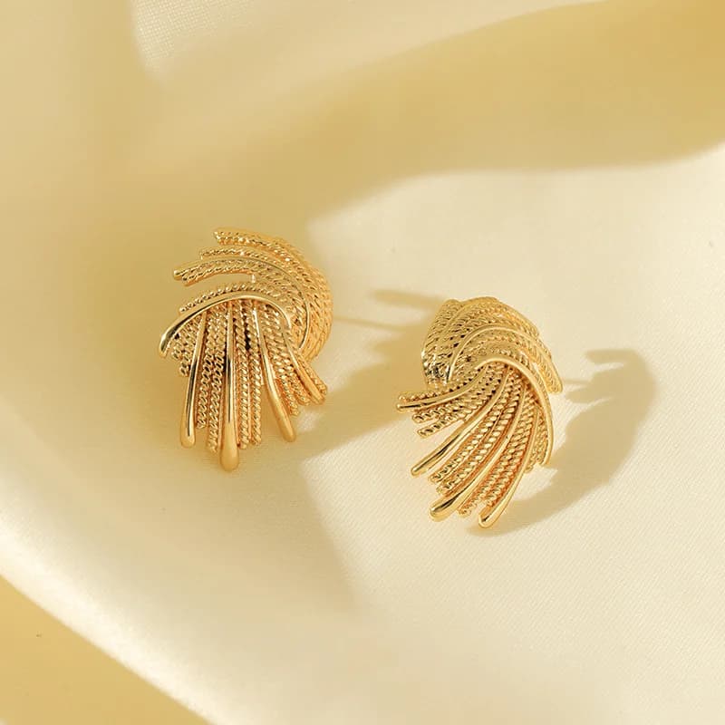 Orecchini Stud Creativi Placcati in Oro 18K