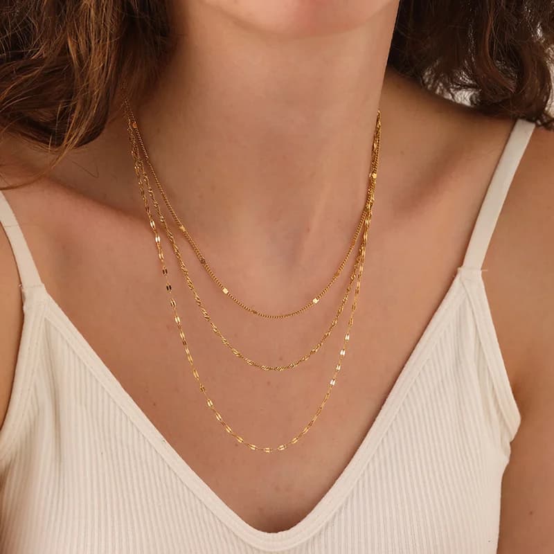 Collana catena multistrato color oro