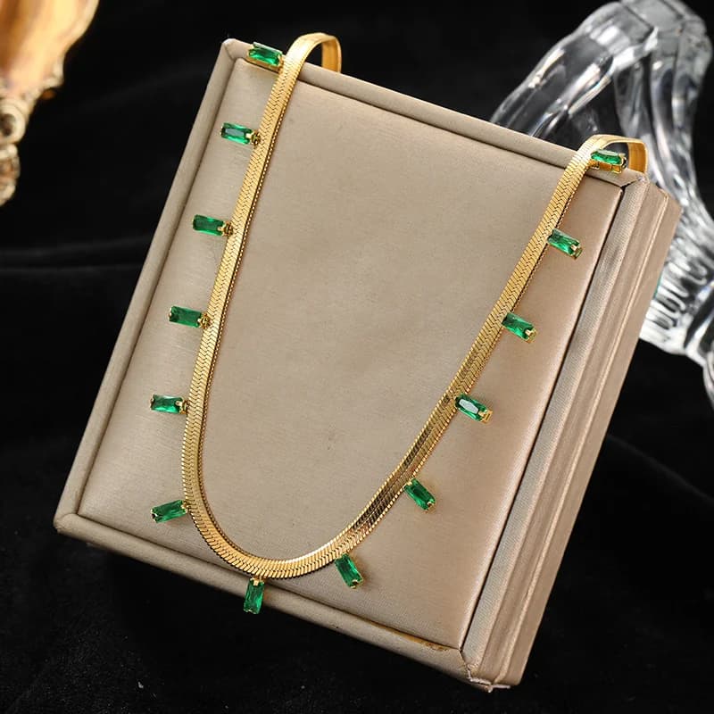 Collana Choker con Catena in Zircone Color Oro