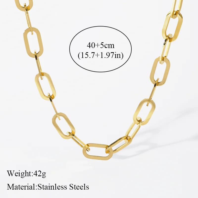 Collana con Catena Spessa a Maglie in Acciaio Inossidabile Dorato