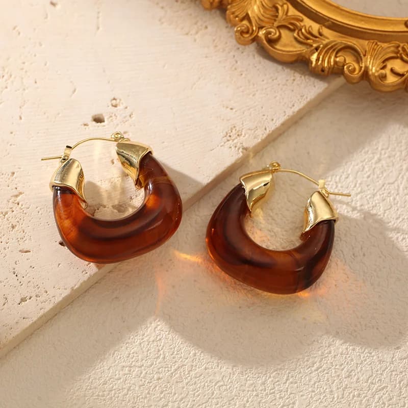 Orecchini pendenti vintage sole stella ambra