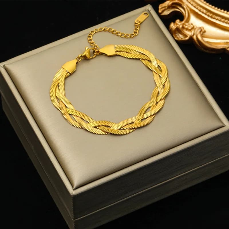 Bracciale con ciondoli stella e leopardo, catena spessa in acciaio inossidabile