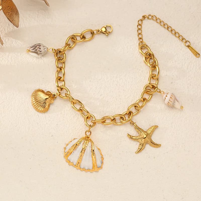 Bracciale Spiaggia Stella Marina Conchiglia in Acciaio Inox 316L