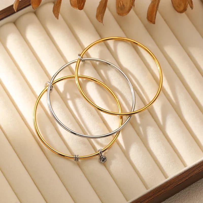Bracciale impilabile multistrato in acciaio inox 316L con zirconi