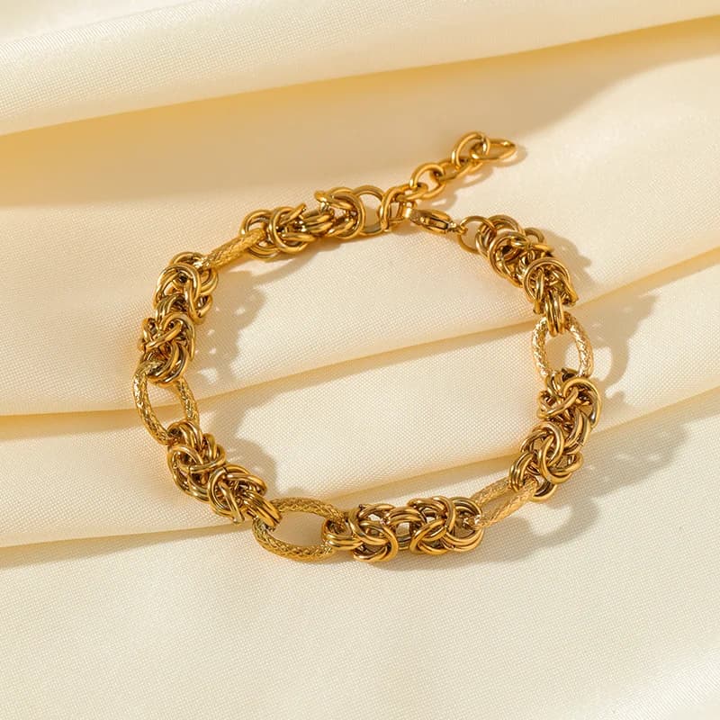 Bracciale Hip-Hop Spesso in Acciaio Inossidabile Dorato